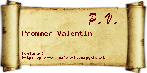 Prommer Valentin névjegykártya